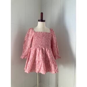 Crown & Ivy Pink Smocked Pullover Girls Top, Size L